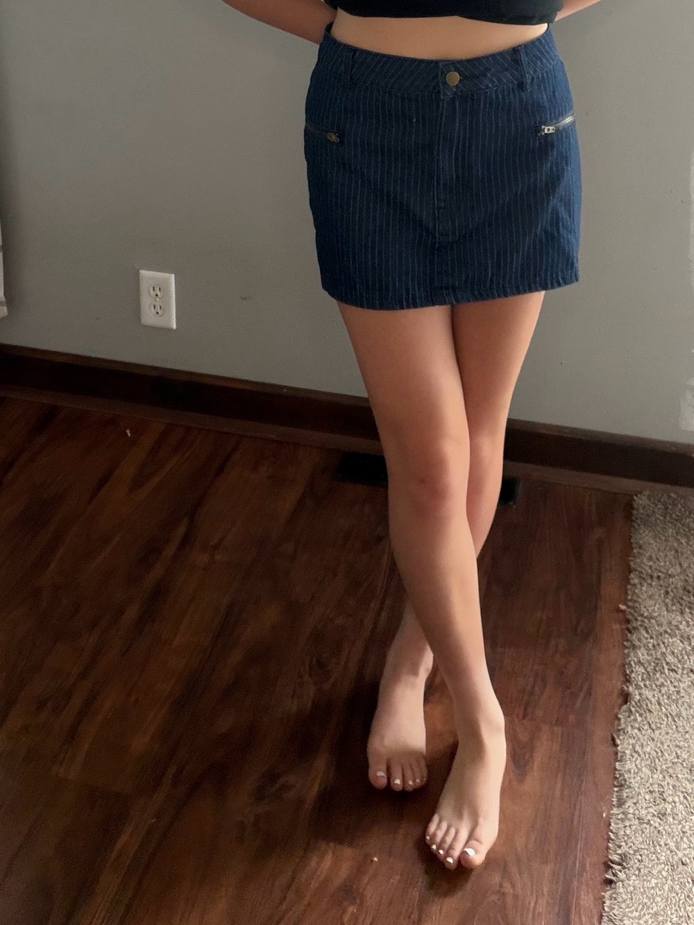 Forever 21 Blue Pinstripe Mini Skirt